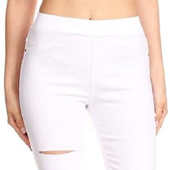 Women's Pull-On Distressed Denim Jeggings in White - Picture 2 of 10